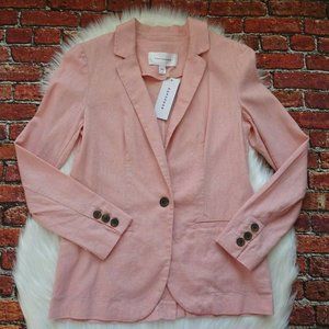 NWT POPSUGAR Women's Blazer Jacket Playdate Linen Blend Peach-Pink 90s XS $64